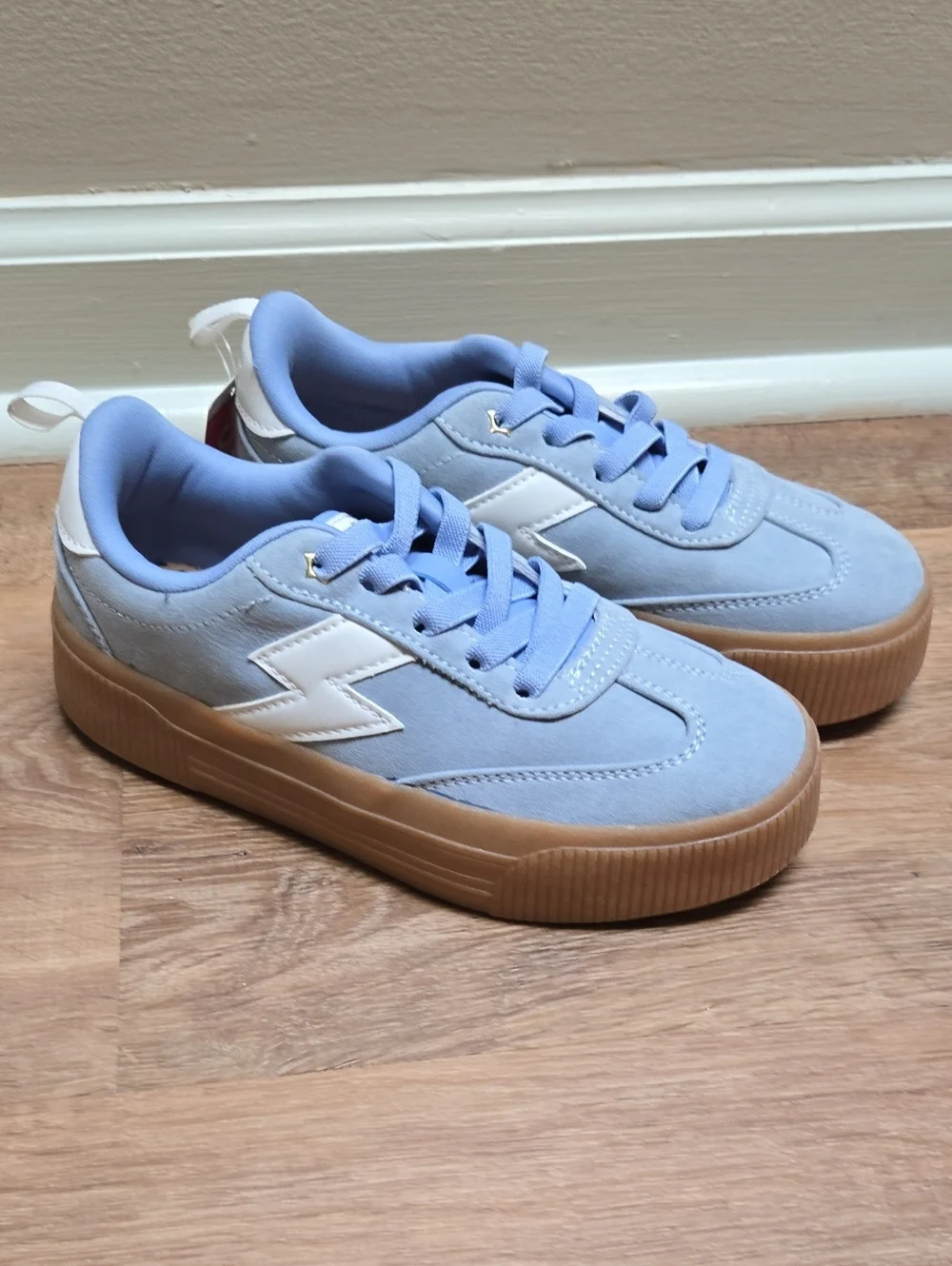New Girls Light Blue suede Justice Platform Sneakers